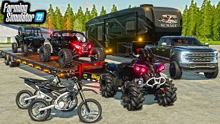 ALL quotBLACKED OUTquot LUXURY CAMPING SETUP LIFTED TRUCKS  RZR  FS22 [upl. by Ninerb]