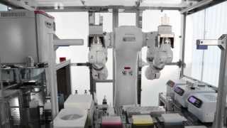 Motoman dual arm robot in biomedical cell [upl. by Assyl589]