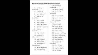 Here are the adverbs for the adjectives you provided english ieltsvocabularyenglish ielts [upl. by Anwahsar807]