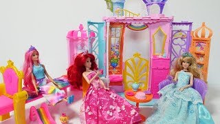 Barbie Dreamtopia Rainbow Cove Doll and Castle Set and Disney Princess Aurora amp Ariel [upl. by Noemi]