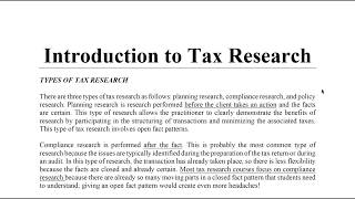 Introduction to Tax Research [upl. by Yedsnil729]