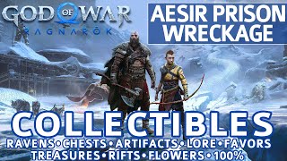 God of War Ragnarok  Aesir Prison Wreckage All Collectible Locations Legendary Chests etc  100 [upl. by Enomal]