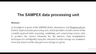 The SAMPEX data processing unit [upl. by Eledoya903]