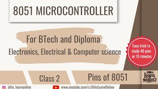 Pins of Microcontroller 8051 class 2  BTech  BE  Diploma  ECE  EL [upl. by Aititel306]