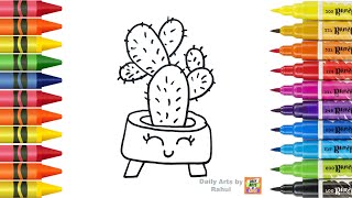 Drawing Cactus 🌵 Easy Painting and Coloring For Kids and Toddlers [upl. by Neicul]