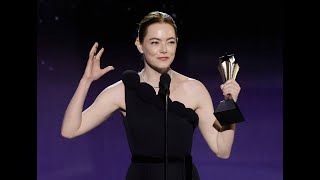 Emma Stone wins the quotBest Actressquot award at the 29th annual Critics Choice Awards [upl. by Aihsein]