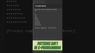 Patterns Day1 In CProgramming pattern cprogramming day1 beginners [upl. by Arin851]