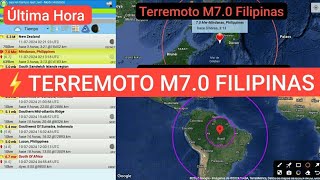 ALERTA SÍSMICA ANTIPODAL TERREMOTO M70 FILIPINAS 11 JULIO 2024 [upl. by Kaliope]