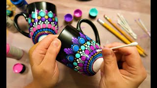 EASY Dot Mandala MUG Painting Using ONLY Qtip Toothpick Pencil  How To Lydia May [upl. by Morgenthaler]