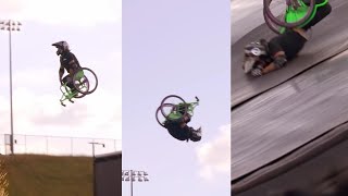 Daredevil in Wheelchair Faceplants on Front Flip Attempt [upl. by Nauqe]