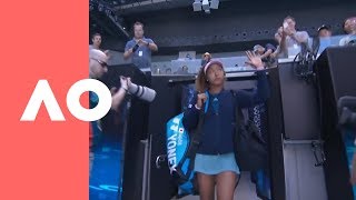 Naomi Osaka amp SuWei Hsieh enter Margaret Court Arena  Australian Open 2019 [upl. by Attennaej]