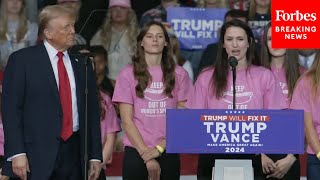 Trump Slams Inclusion Of Trans Athletes In Womens Sports Invites Roanoke Swim Team Members Onstage [upl. by Josh]