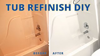 How To Paint a Tub amp Shower Surround  BEFORE amp AFTER FIBERGLASS REFINISHING  DIY Power Couple [upl. by Trescott]