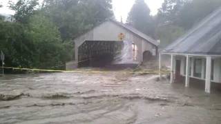 Flooding from Irene damaging the quechee bridge [upl. by Dorolisa]