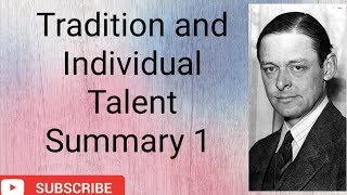 TRADITION AND INDIVIDUAL TALENT SUMMARY 1 [upl. by Atinram]