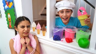 Heidi and Zidane pretend play selling sand ice cream compilation videos for kids [upl. by Nerhtak]