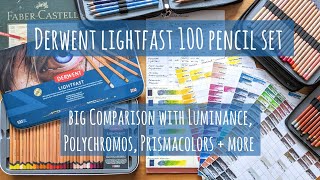 Derwent Lightfast 100 Coloured Pencil Set Swatch amp Comparison Luminance Prismacolor Polychromos [upl. by Anil]