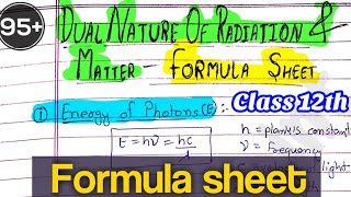 Formula Sheet Dual nature of radiation and matter  Class 12th chapter 11 Edustudypoint [upl. by Fridell584]