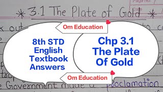 8th STD English Textbook Answers Chp 31 The Plate Of Gold omeducation8606 [upl. by Tace682]