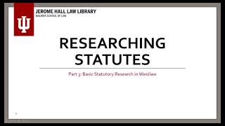 Researching Statutes Westlaw 2021 [upl. by Kevyn]