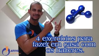 4 exercícios para você fazer em casa com os halteres [upl. by Ahsinrat]