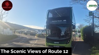 Scenic Views and a Thrash  Southern Vectis Enviro400 MMC 1654 HF66 CHG on Route 12 [upl. by Irehc302]