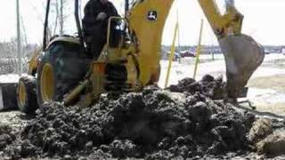 John deere 110 tlb backhoe yard scraping [upl. by Puna]