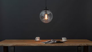 Hanglamp zwart met helder glazen bol 30 cm  Straluma 01600040 [upl. by Pattani135]