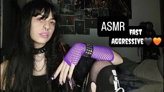 ASMR Fast amp Aggressive fabric scratching jewellery scratching camera tapping HalloweenEmo [upl. by Amaty]