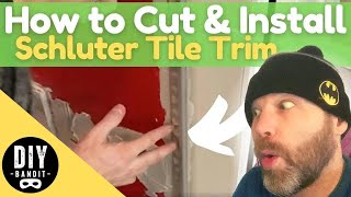 ️🔥 HOW TO CUT amp INSTALL SCHLUTER ALUMINUM BULLNOSE TILE EDGING TRIM➔Easily Transition Tile amp Drywall [upl. by Coray]