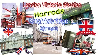 Harrods Knightsbridge London Victoria Station  Stroll around the City london unitedkingdom [upl. by Leahcar]