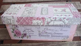 Reciclar una caja de cartón con decoupage relieve y tela [upl. by Nocaed]