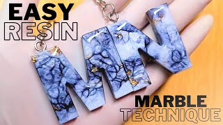 How To Create Marble Effect In Resin Letter Keychains  Resin Art For Beginners Step By Step [upl. by Enilekcaj615]