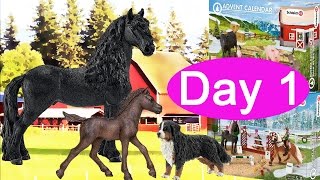 Schleich Advent Calendar Farm Animals Horse Show and Horses Day 1 [upl. by Kcinom184]