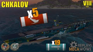 Aircraft Carrier Chkalov 5 Kills amp 124k Damage  World of Warships Gameplay [upl. by Assenov]