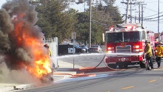 Firefighters Battle HUGE Sewer Blaze Fire Trucks Responding On Scene [upl. by Forbes168]