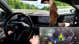 BMW i5 Highway Assistant Driving Assistant Professional with Lane Change Assist Plus RealLife [upl. by Aneertak]