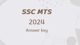 SSC MTS Answer Key2024 ll SSC MTS Answer Key kb aayegi SSC MTS Answer Key Kasie dekhai [upl. by Olegnaid71]