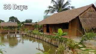 FULL VIDEO 30 Days Building a Bamboo House Gardening Harvesting Building a Swimming Pool [upl. by Nehgaem]