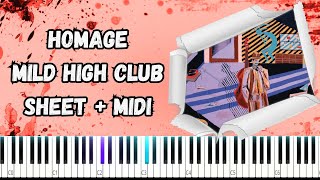 Homage  Mild High Club PIANO TUTORIAL SHEET  MIDI piano [upl. by Anehs]