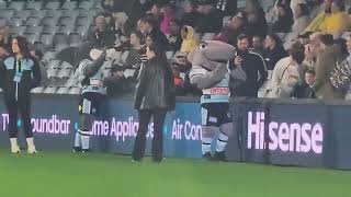 NRL Mascots Reefy Wanda and Claws at Prelim final 2024 [upl. by Ardnaxela]