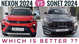 Kia Sonet Facelift Vs Nexon Facelift 2024  Which is Better  Tata Nexon vs Sonet Facelift 2024 [upl. by Aratnahs]