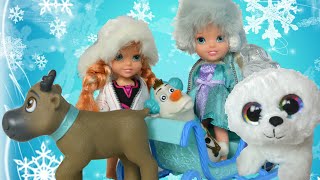 Anna and Elsa Toddlers Snow Adventure Toys In Action [upl. by Eirrac]