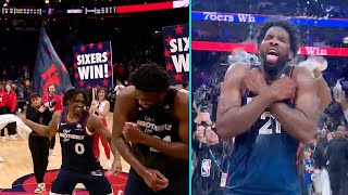 Joel Embiid talks 70pt performance vs Spurs Postgame Interview [upl. by Nnylhsa]