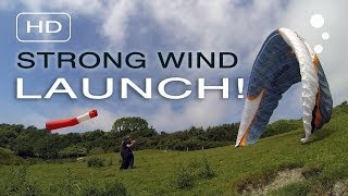 Paraglider Control Strong Wind Launching Simple Depower [upl. by Ecyle469]