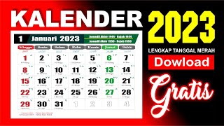 Kalender 2023 lengkap dengan tanggal merah masehi Hijriyah jawa  Download kalender Gratis [upl. by Atteuqcaj]