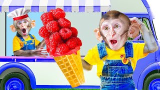 Monkey Playing with Fresh Black vs Pink Ice Cream Vending Machine  Miko Monkey Animal [upl. by Terrance]