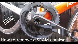 How to remove a Sram Force 22 amp Sram Red 22 crankset PF30 Bottom Bracket for the home mecha [upl. by Akcemat]