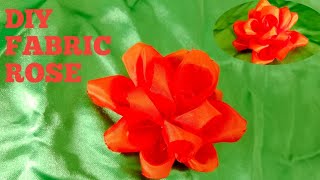 how to make easy fabric flowershow to make a rose with clothhow to make flower with clothdiy [upl. by Yemrej]