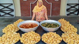 PANIPURI With 2 Types Of Water  Golgappe Street Style  Indian Recipe  Veg Village Food [upl. by Kosak]